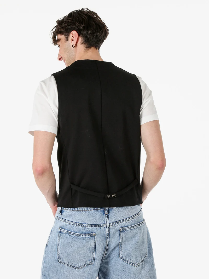 Gilet classico da uomo con bottoni - nero