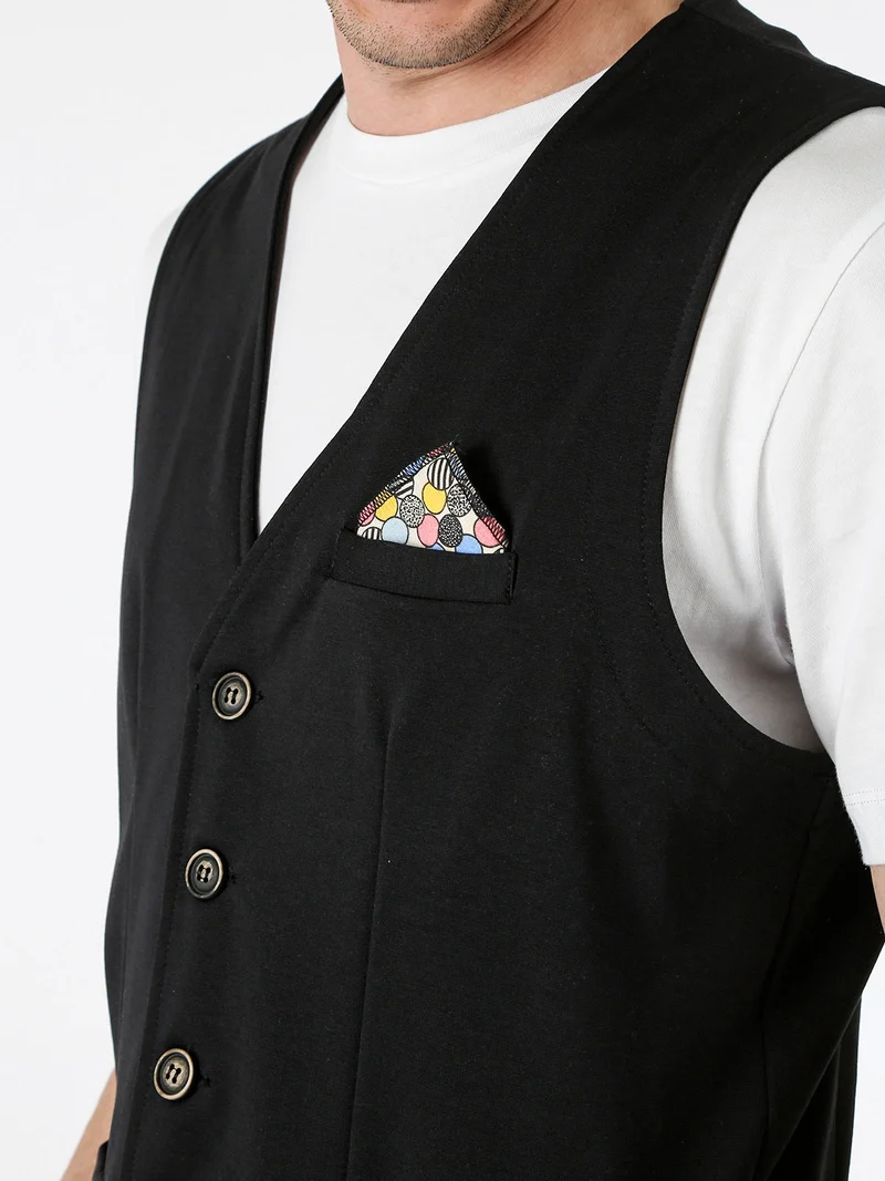 Gilet classico da uomo con bottoni - nero