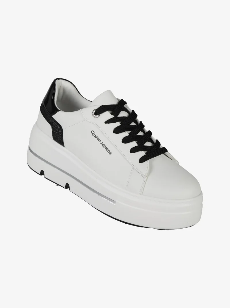 Sneakers donna con platform e glitter - nero