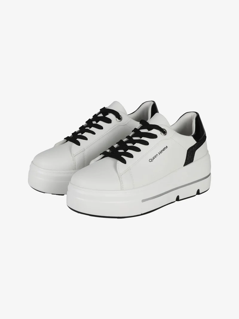 Sneakers donna con platform e glitter - nero