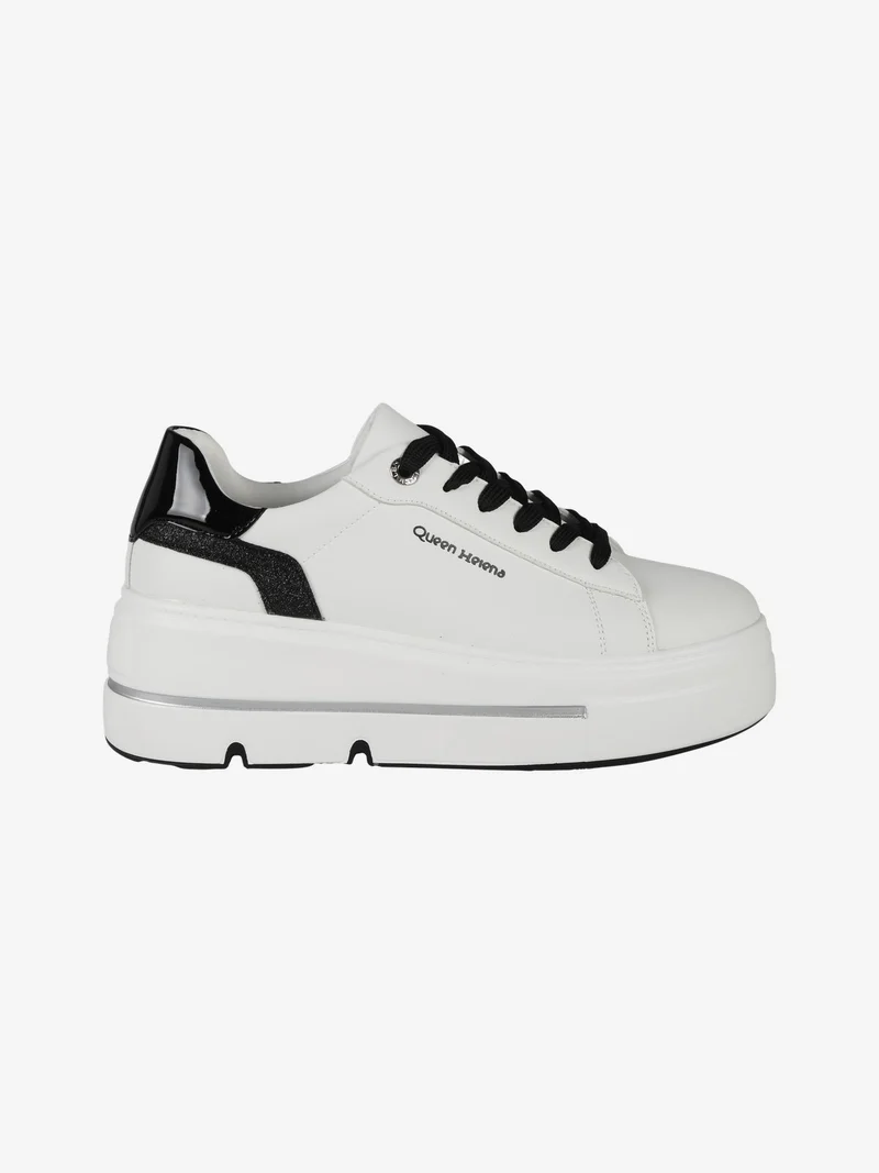 Sneakers donna con platform e glitter - nero
