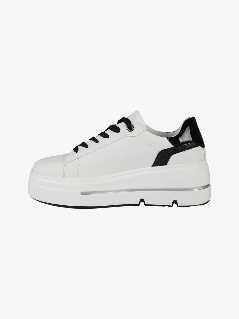 Sneakers donna con platform e glitter - nero