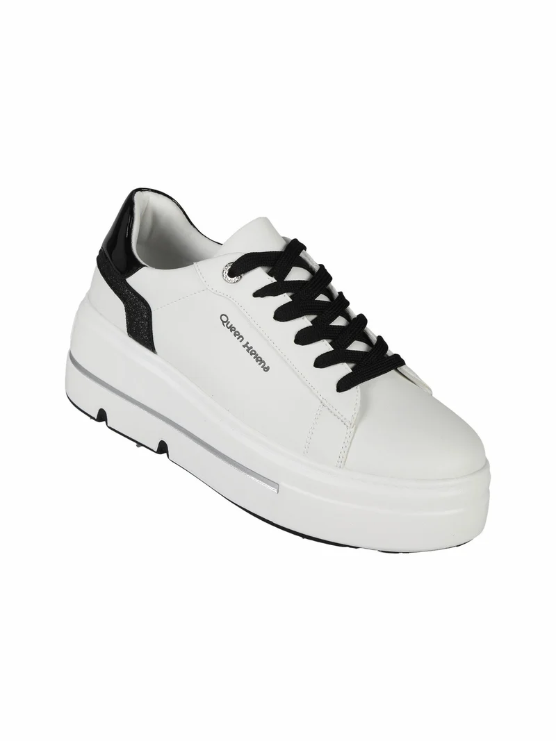 Sneakers donna con platform e glitter - nero