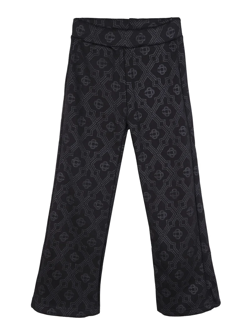 Leggings da bambina a zampa con interno felpato - nero