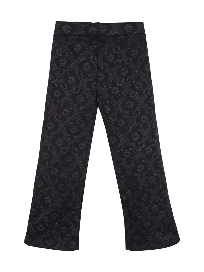 Leggings da bambina a zampa con interno felpato - nero