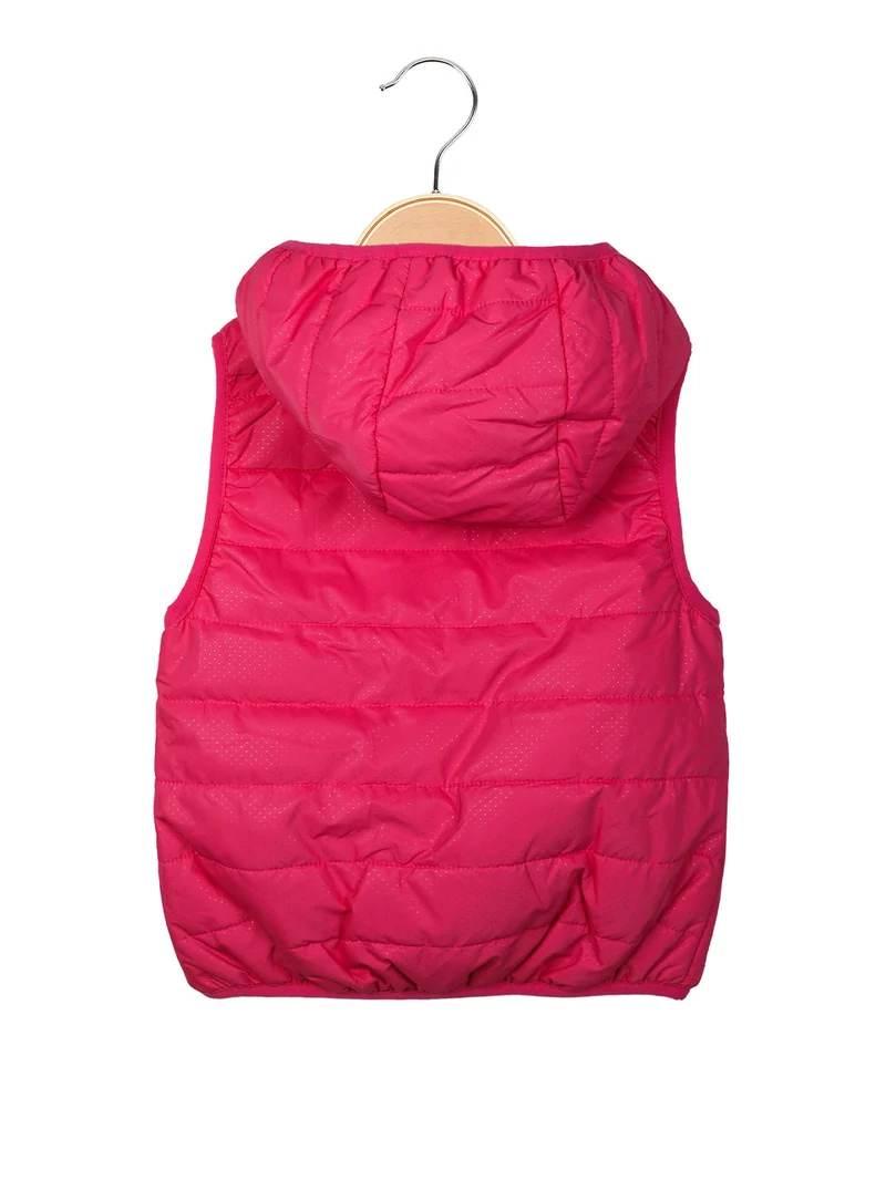 Gilet imbottito da bambina con cappuccio - fucsia