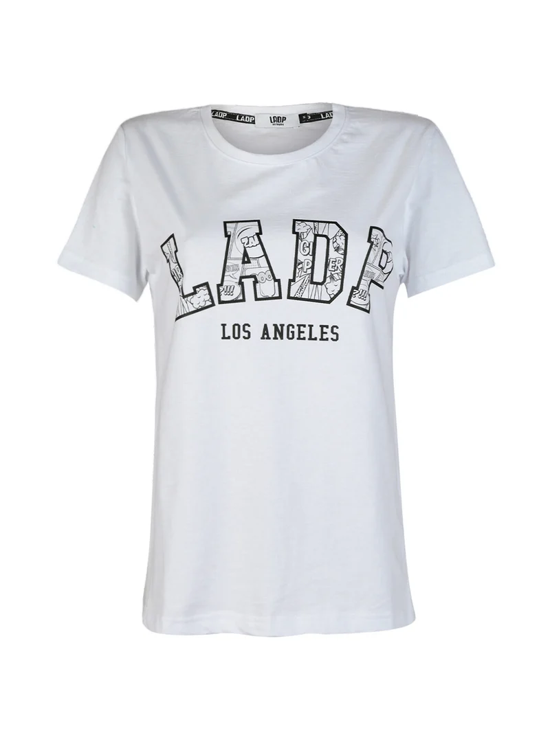 T-shirt donna in cotone con scritta - bianco