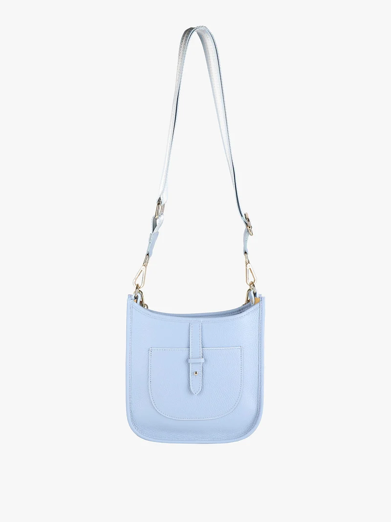 Borsetta in pelle con catena da donna - azzurro