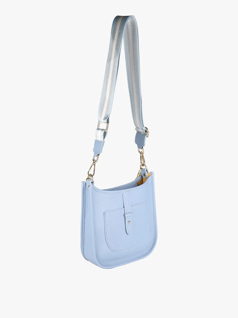 Borsetta in pelle con catena da donna - azzurro