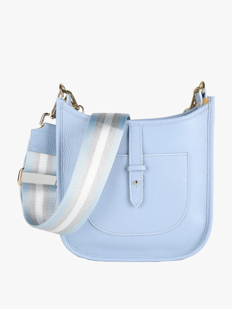 Borsetta in pelle con catena da donna - azzurro