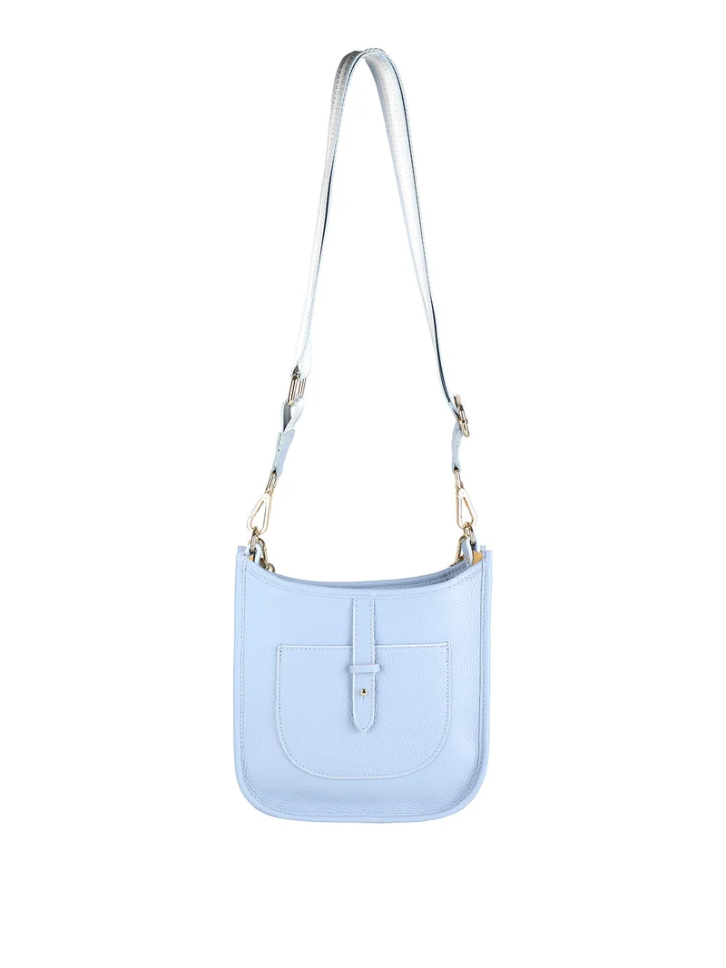 Borsetta in pelle con catena da donna - azzurro