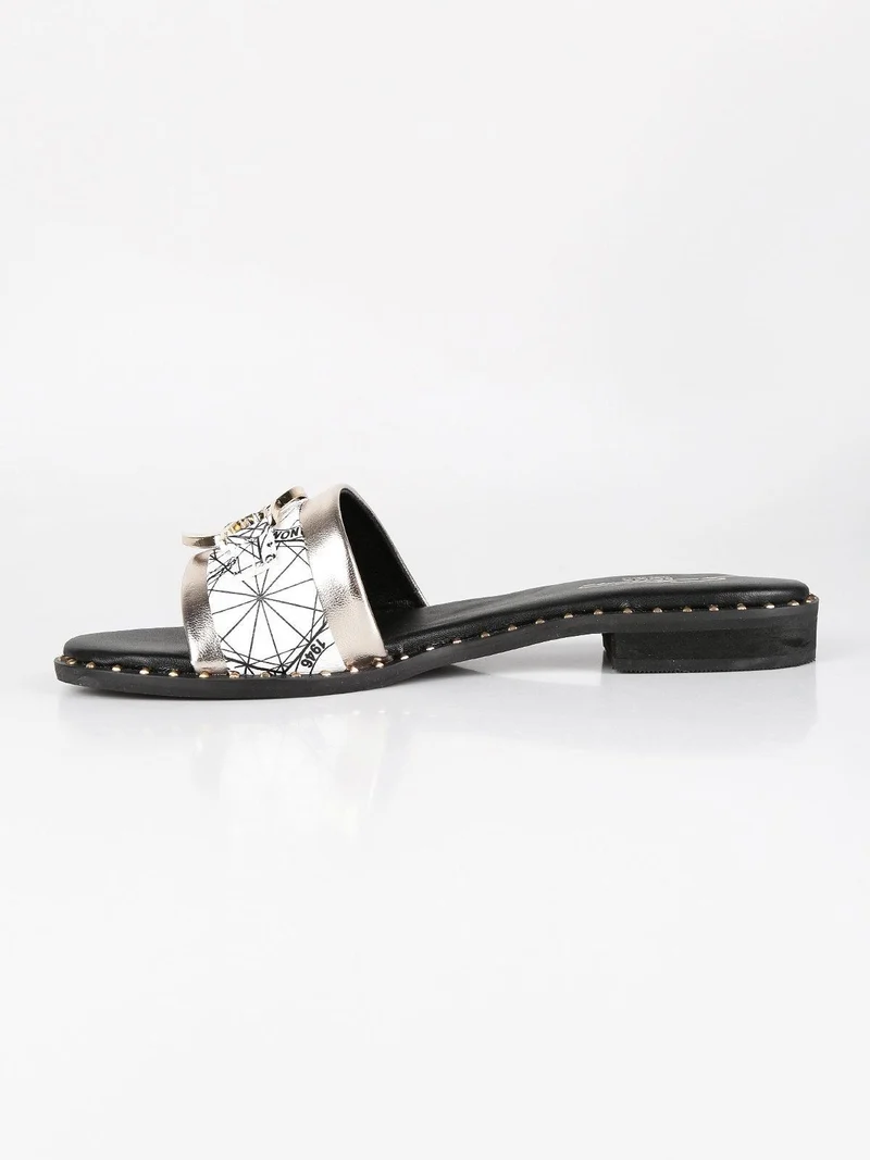Ciabatte in pelle con logo - bianco