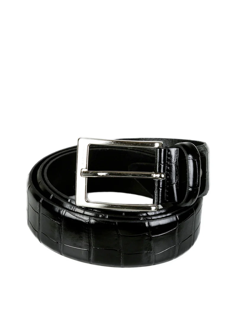 Cintura da uomo pitonata in pelle - nero