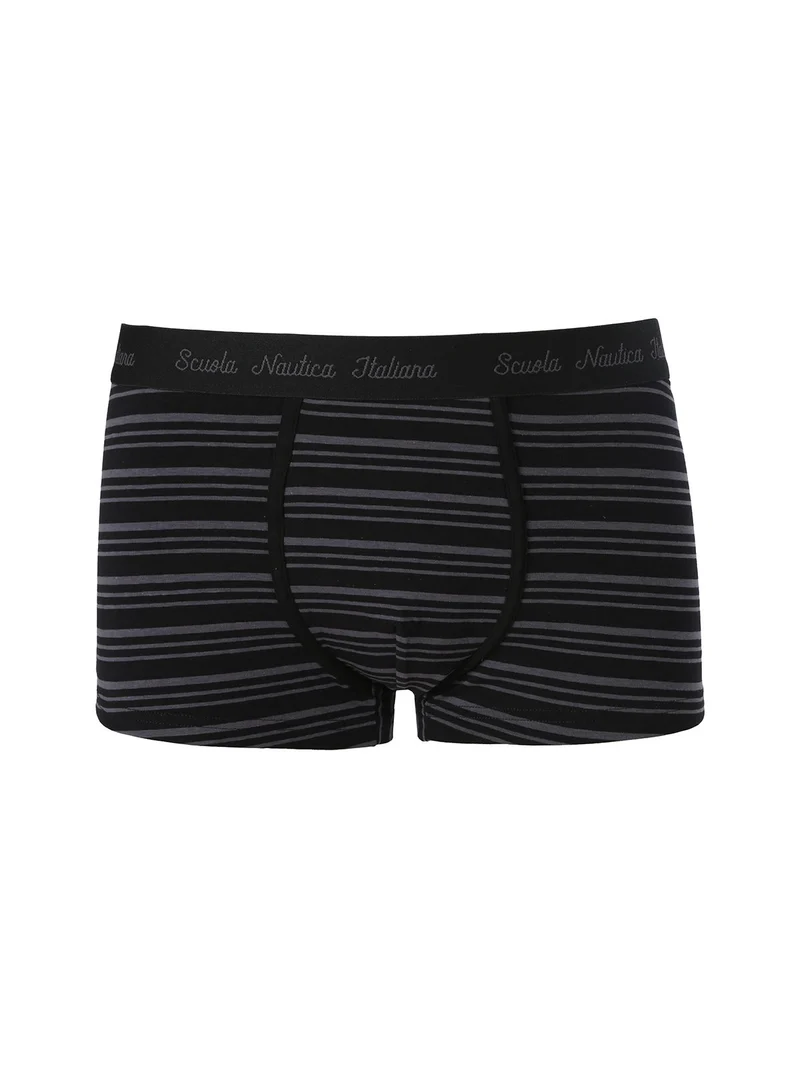 Boxer da uomo rigati in cotone stretch - nero
