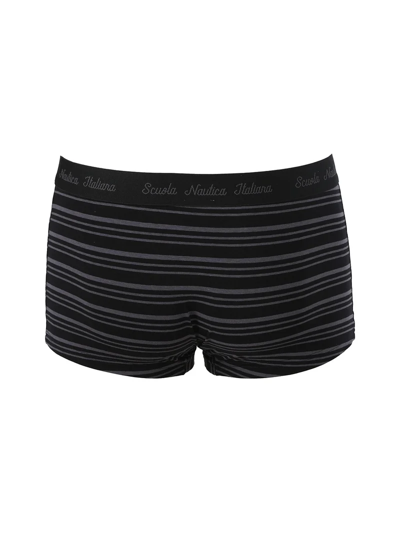 Boxer da uomo rigati in cotone stretch - nero