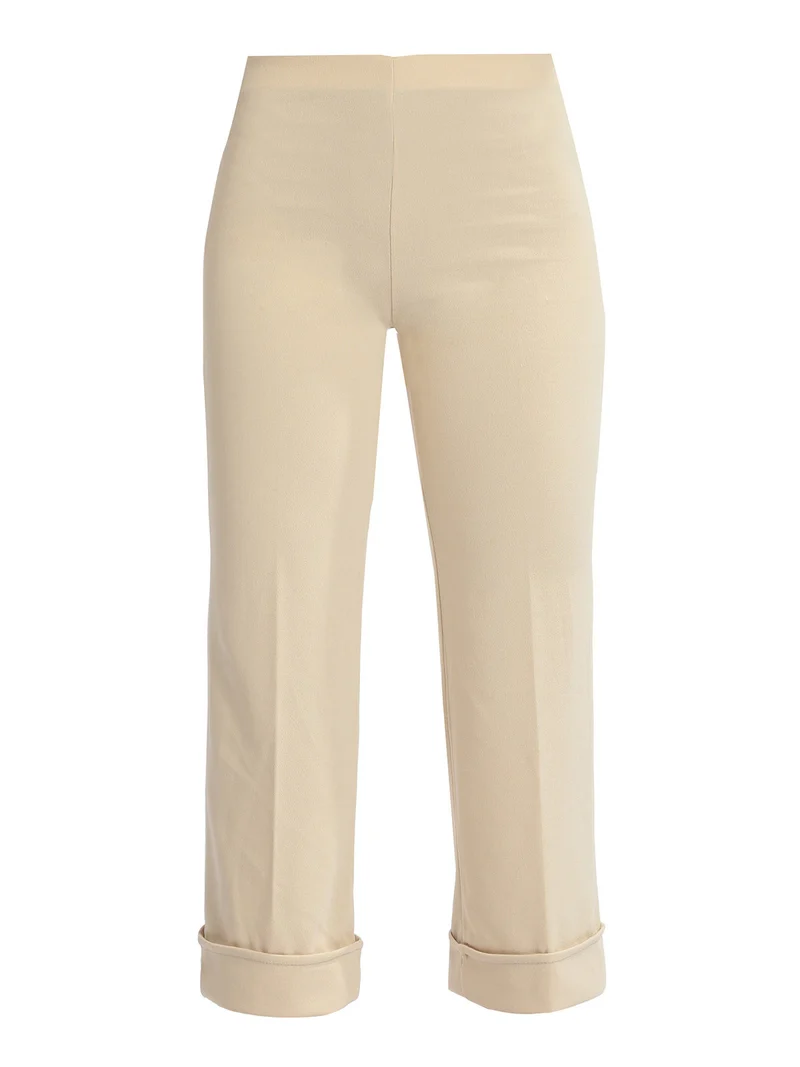 Pantaloni donna a vita alta - beige