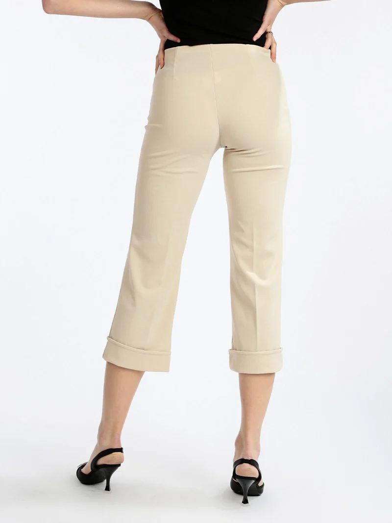 Pantaloni donna a vita alta - beige