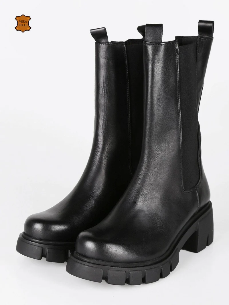 Stivaletti chelsea in pelle - nero