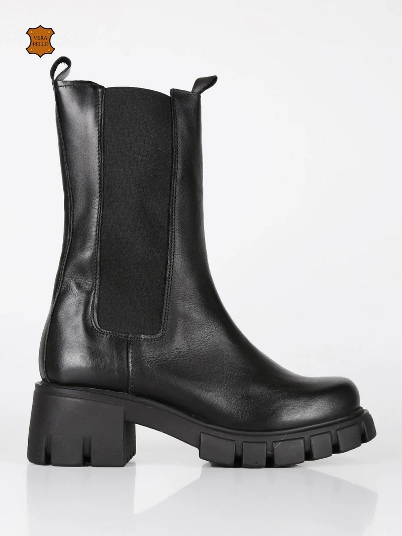 Stivaletti chelsea in pelle - nero