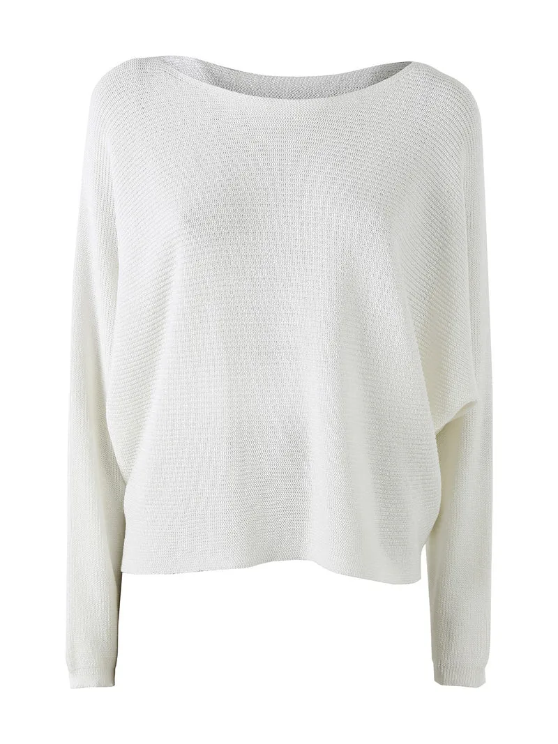 Maglia donna oversize con maniche a pipistrello - bianco