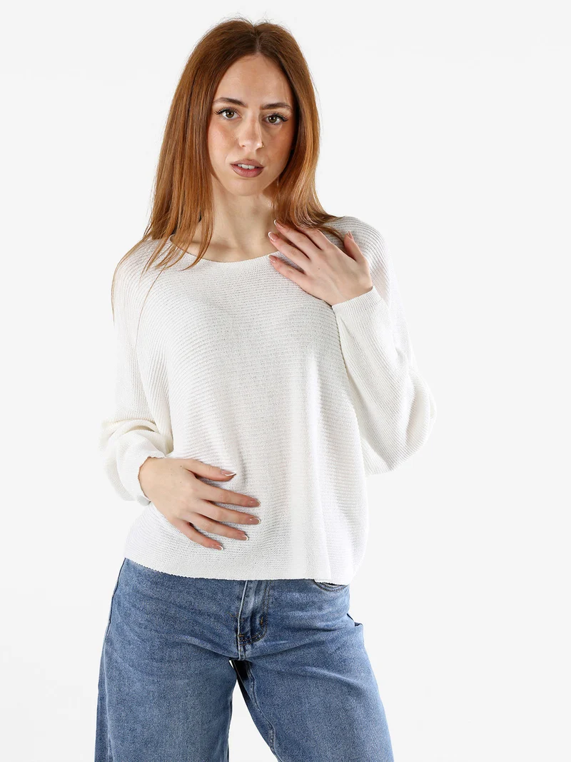 Maglia donna oversize con maniche a pipistrello - bianco