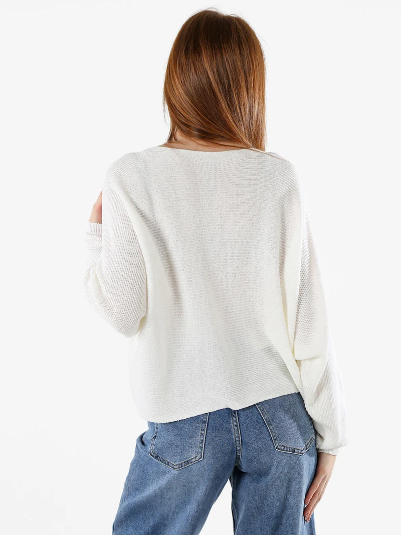 Maglia donna oversize con maniche a pipistrello - bianco