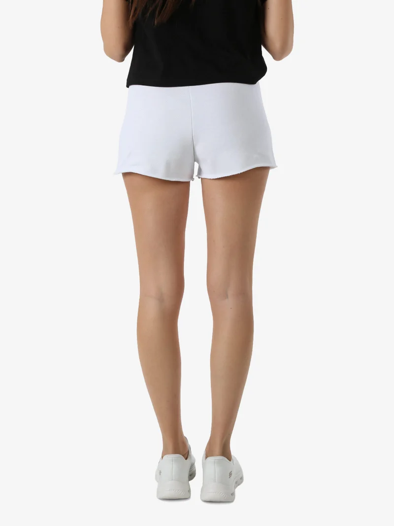 Shorts donna in cotone con logo - bianco