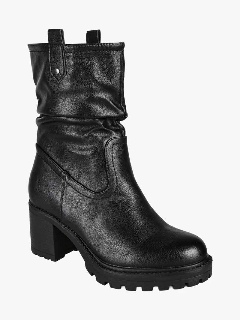 Stivaletti donna con tacco largo e plateu - nero
