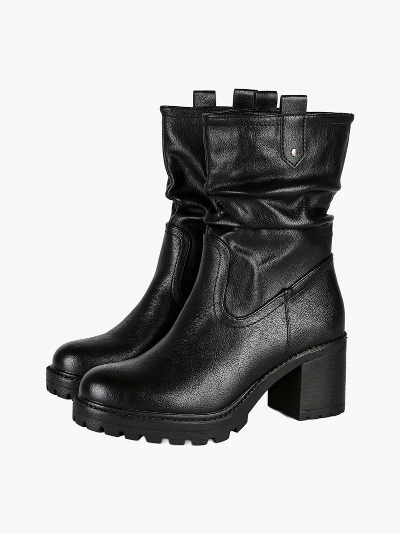 Stivaletti donna con tacco largo e plateu - nero