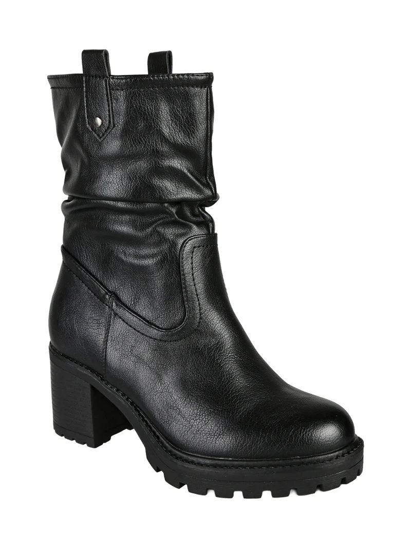 Stivaletti donna con tacco largo e plateu - nero