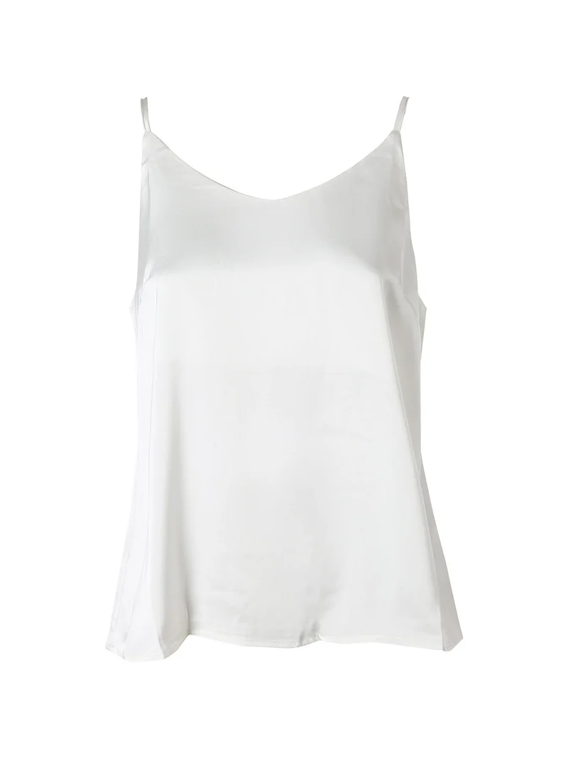 Top donna effetto raso con spalline strette - bianco