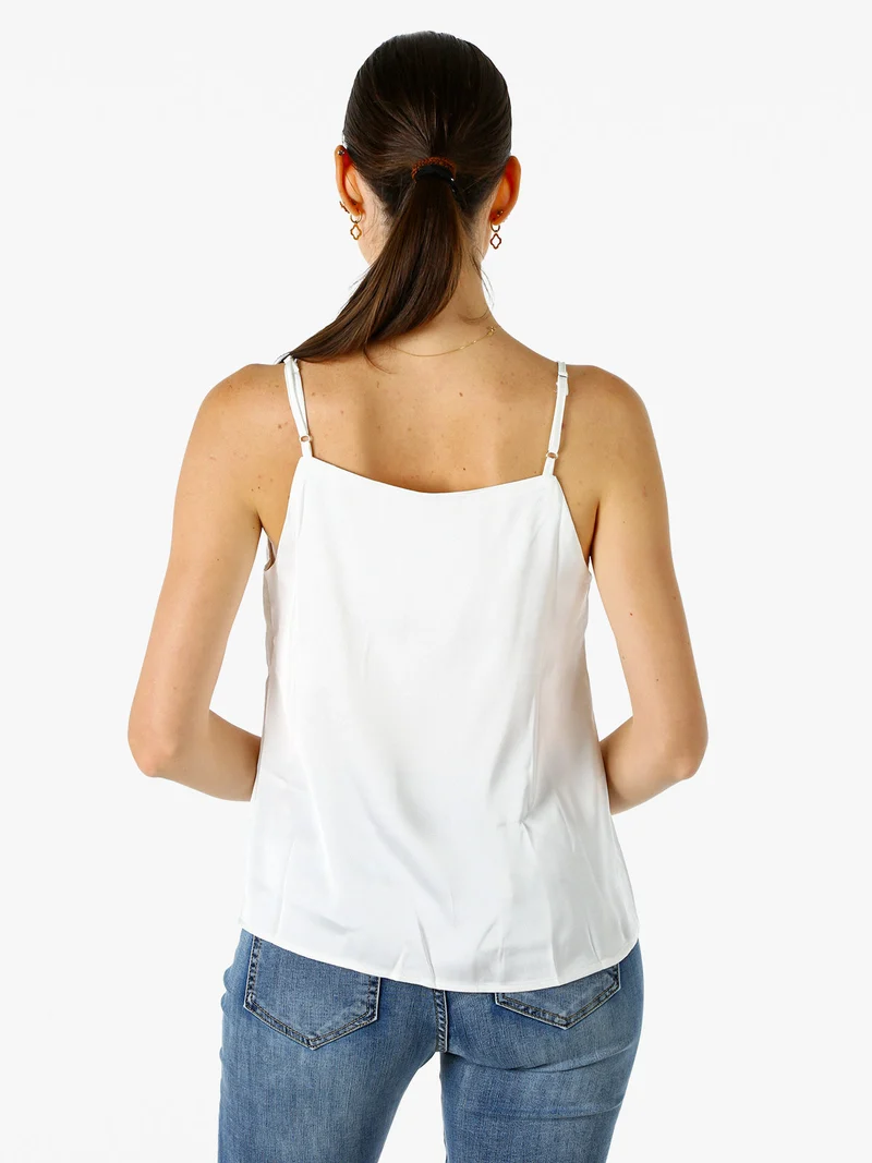 Top donna effetto raso con spalline strette - bianco