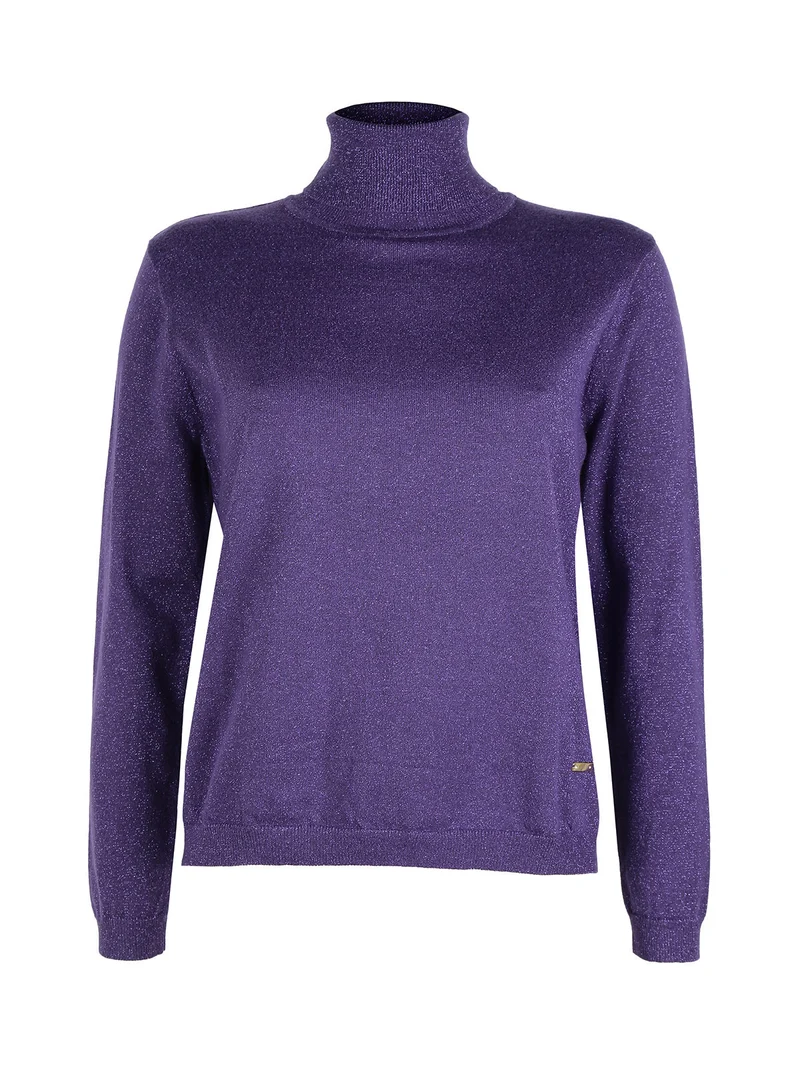 Maglia dolcevita da donna in lurex - viola