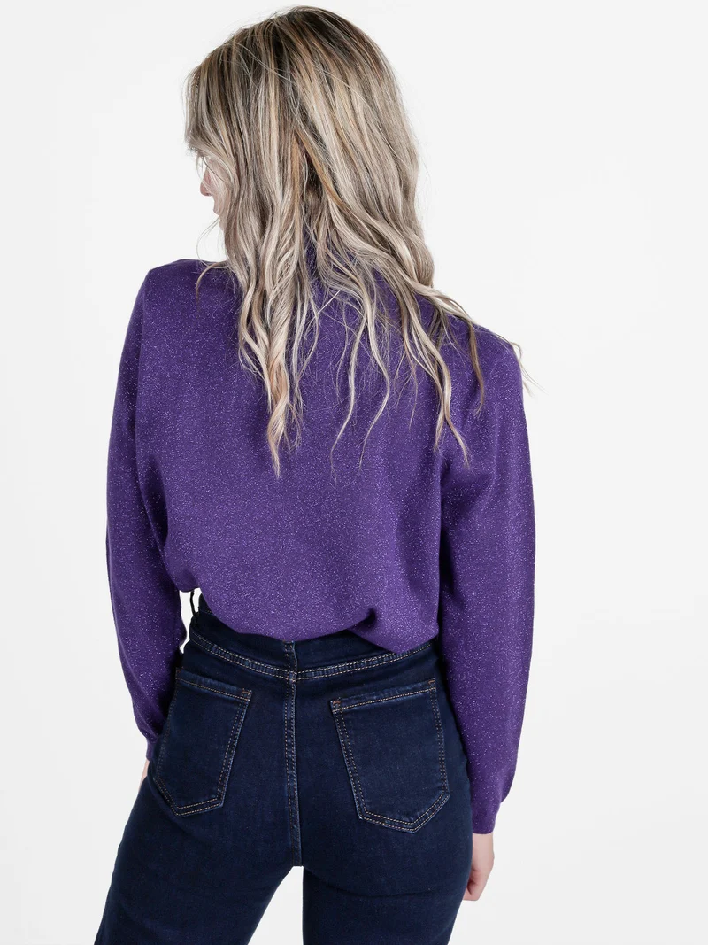 Maglia dolcevita da donna in lurex - viola