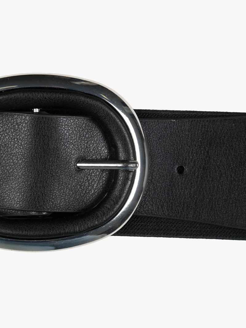 Cintura elastica da donna con fibbia ovale - nero