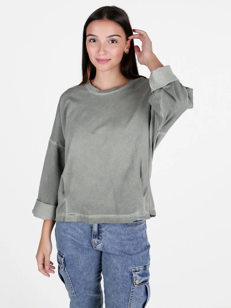 Felpa leggera da donna oversize - militare
