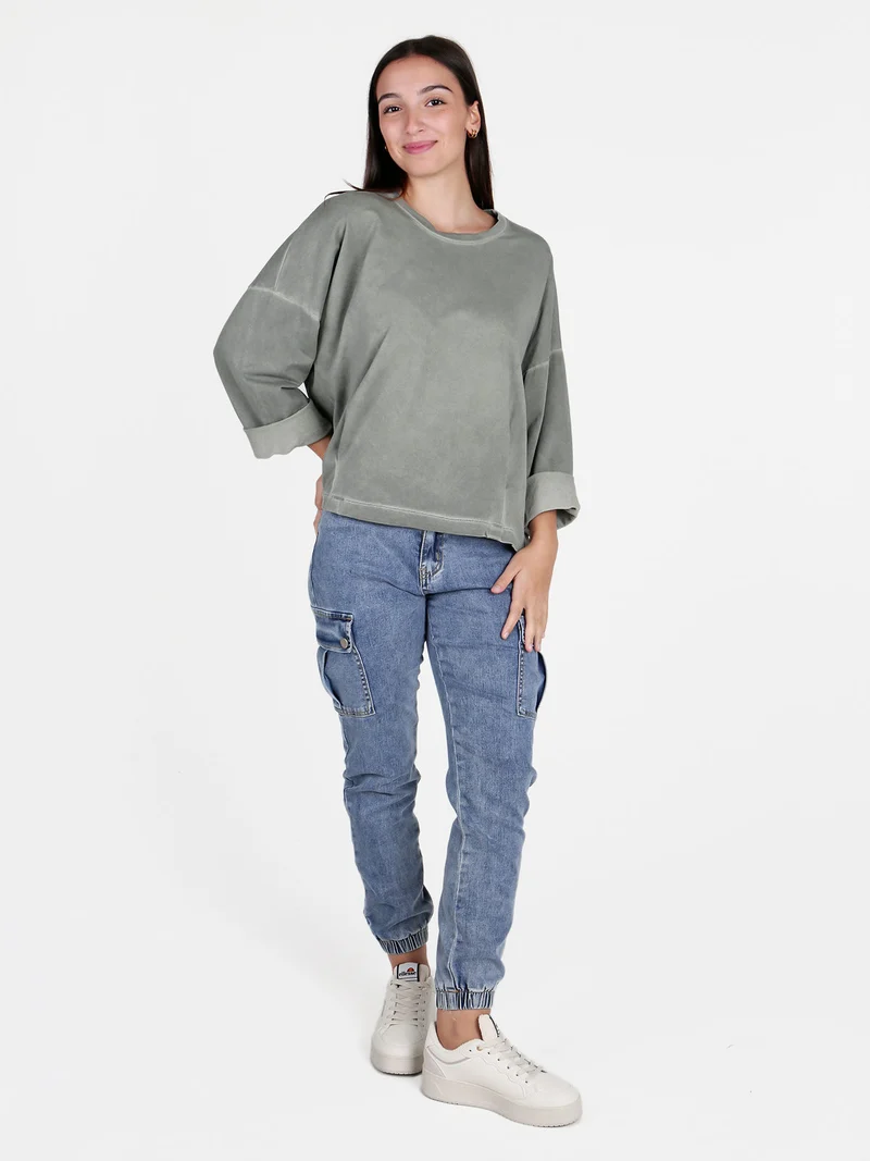 Felpa leggera da donna oversize - militare