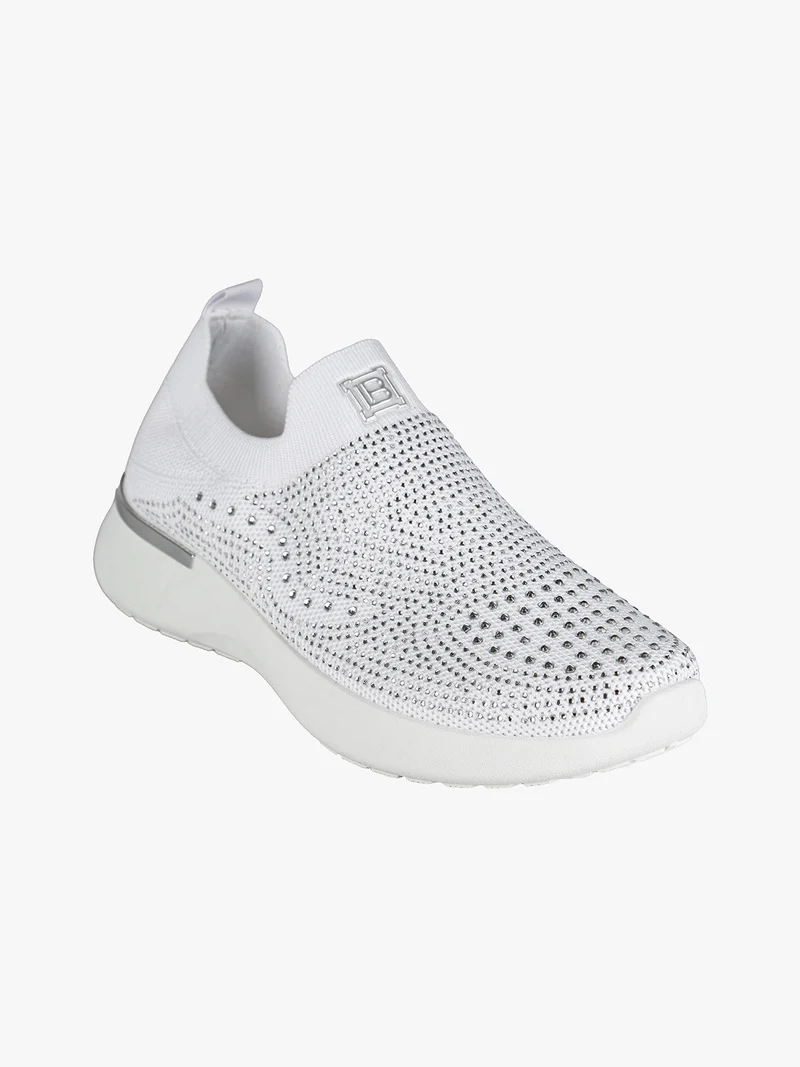 Sneakers donna slip on con strass - bianco