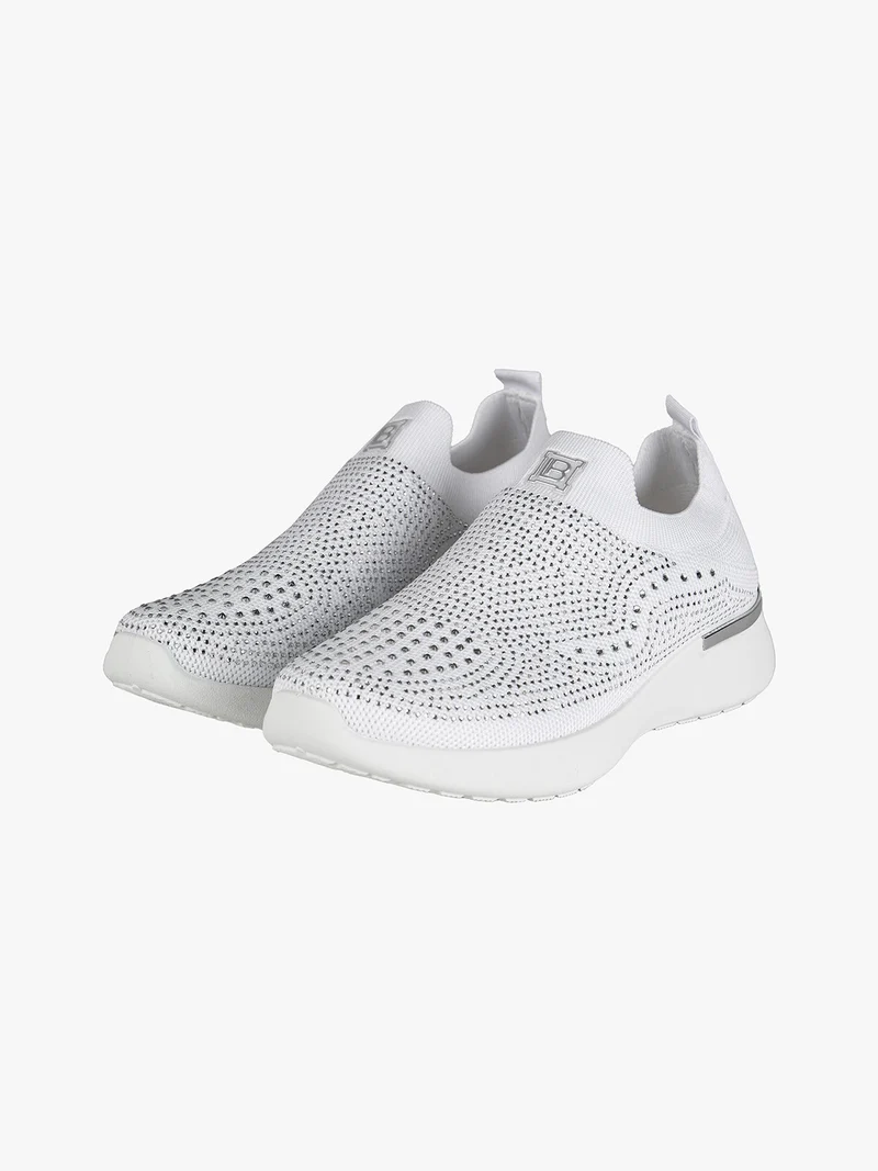 Sneakers donna slip on con strass - bianco