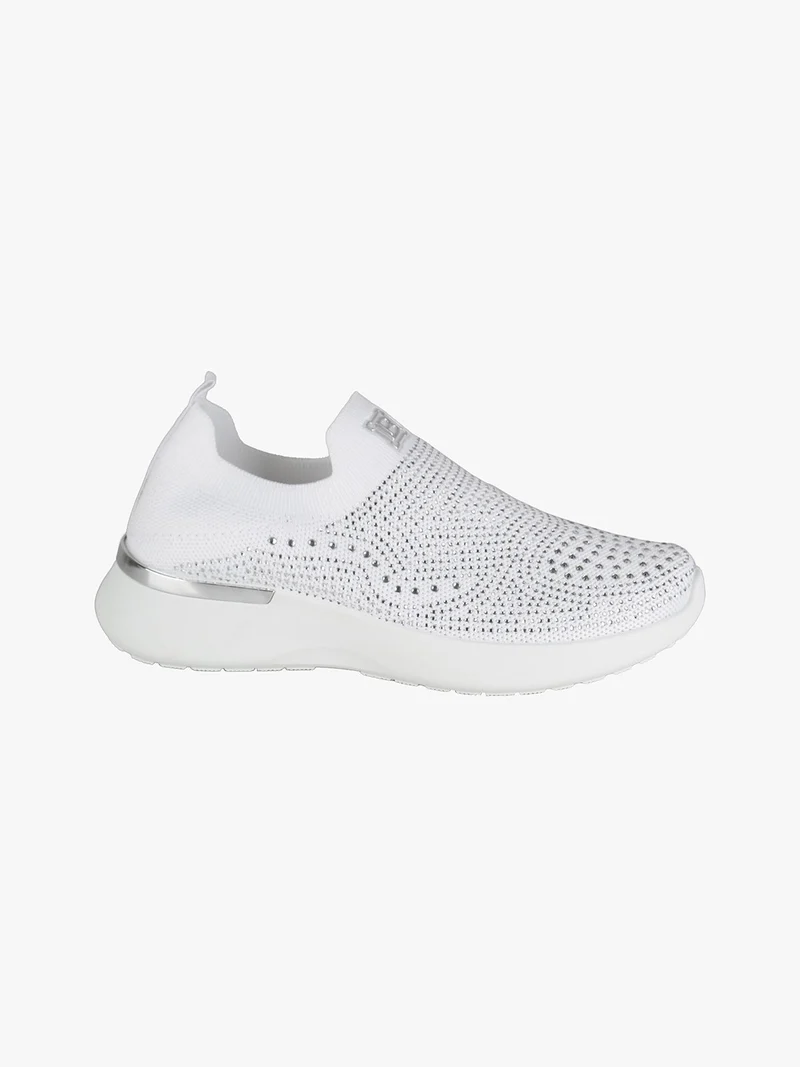 Sneakers donna slip on con strass - bianco