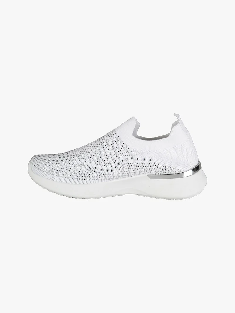 Sneakers donna slip on con strass - bianco