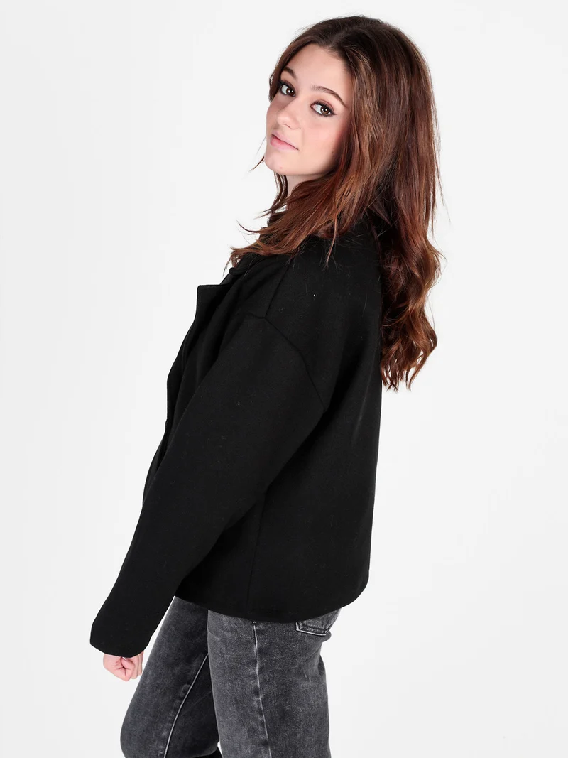 Cappotto corto da donna oversize con chiusura doppiopetto - nero