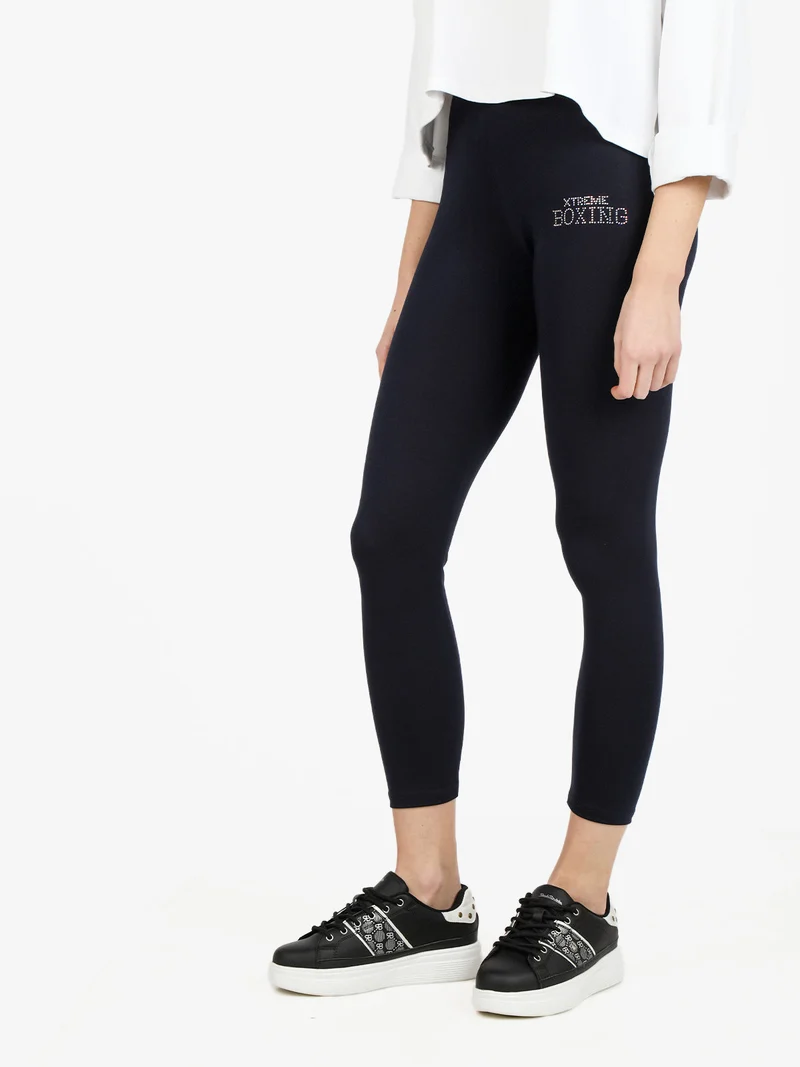 Leggings sportivi da donna con strass - blu scuro