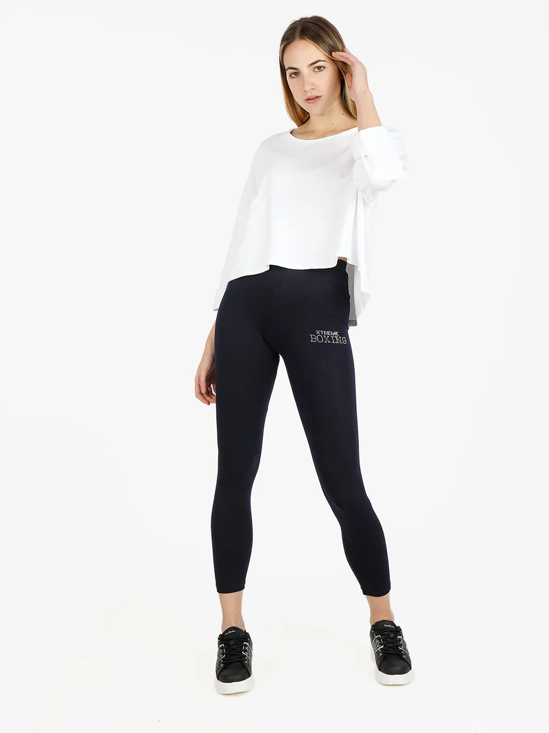 Leggings sportivi da donna con strass - blu scuro
