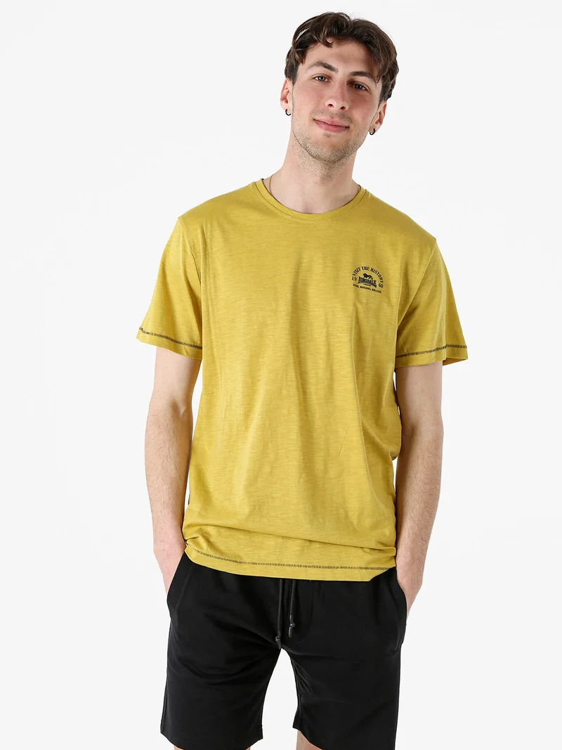 T-shirt da uomo in cotone - giallo