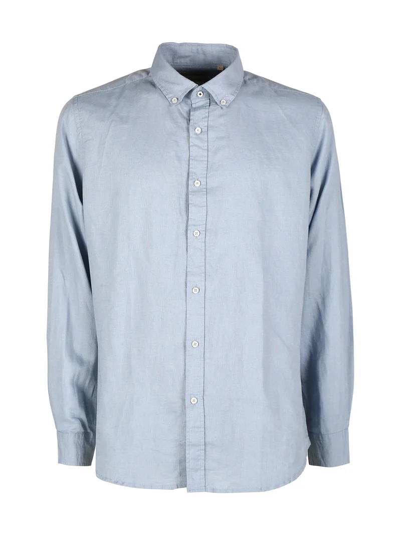 Camicia da uomo in misto lino a maniche lunghe - avion