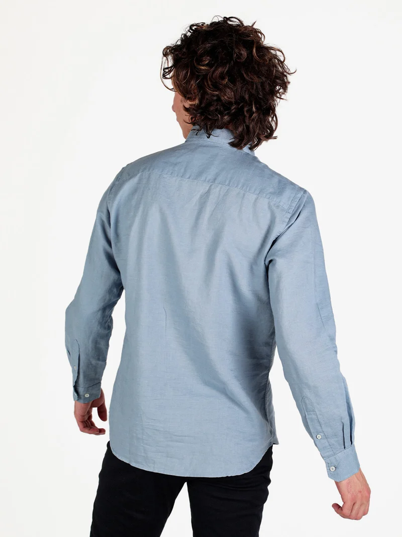 Camicia da uomo in misto lino a maniche lunghe - avion
