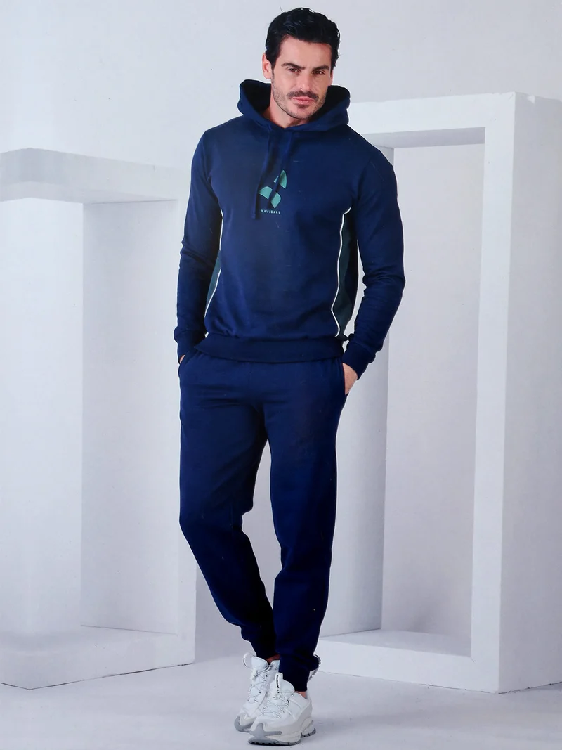 Completo tuta da uomo 2 pezzi con cappuccio - blu