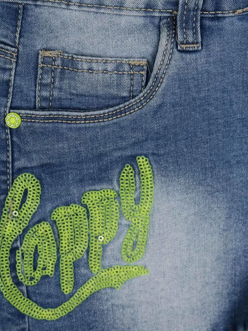 Shorts con paillettes - jeans
