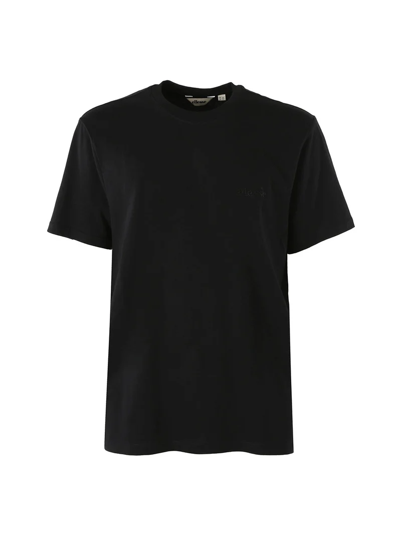 T-shirt girocollo da uomo in cotone con logo - nero